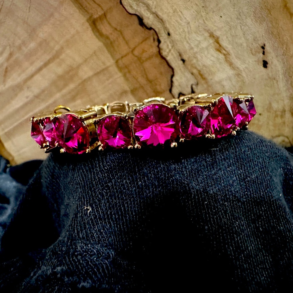 Tasha Gold Plate Bracelet with pink Crystal Stones